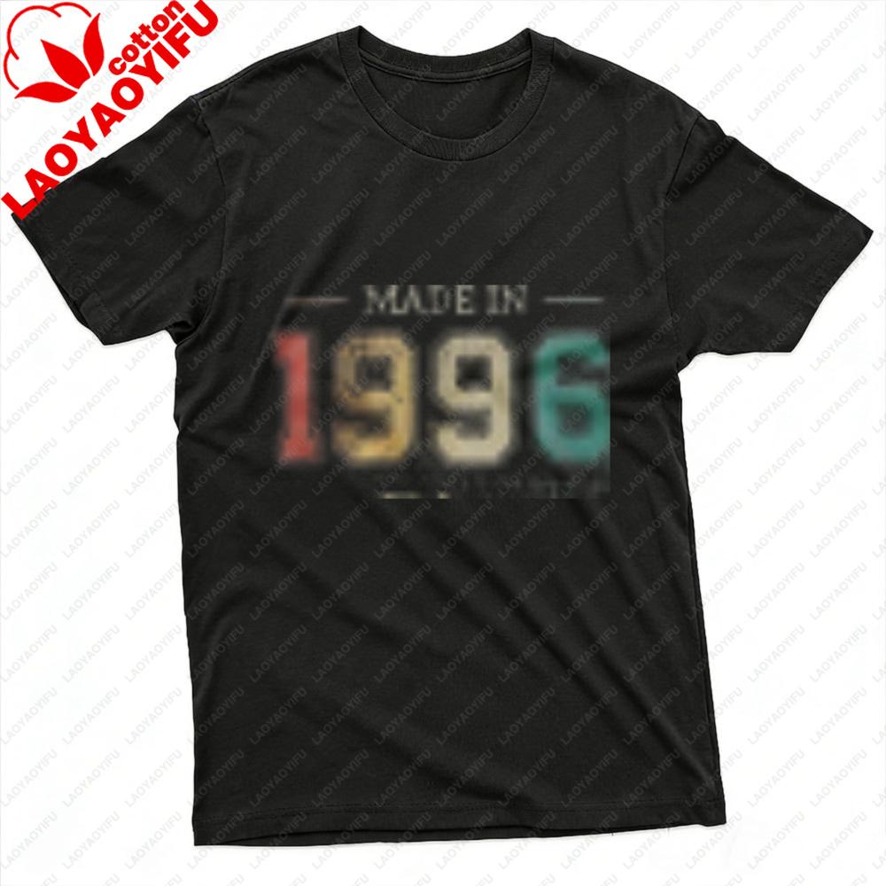 1996 Vintage Year Print Unisex TShirt Cotton Retro 1996 Print T Shirt Short Sleeve Fashion Top Gift for Birthday Anniversary