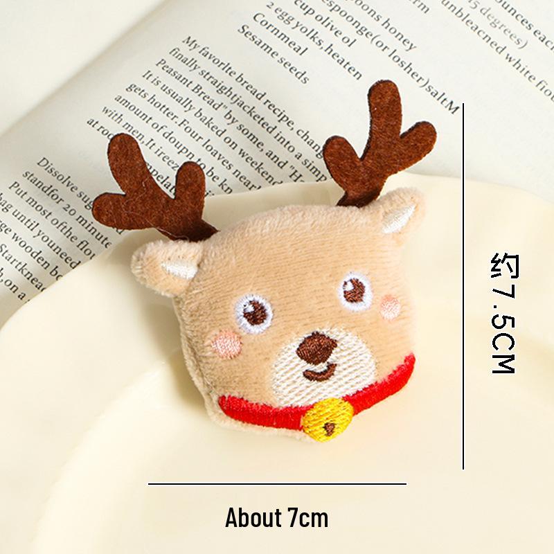 Libo Christmas Edition Reindeer Brooch - Plush Doll Head with Cotton Fill