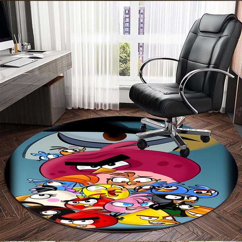 Angry Birds Print Round Rug, Washable Floor Carpet, For Entryway Dorm Laundry Room Office Study, Home Decor Birthday Christmas Gift
