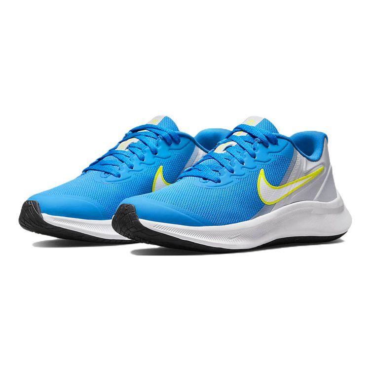 Nike Star Runner 3 GS Grey Photo Blue Kids Sneakers Grey-Fog Atomic-Green White DA2776-009