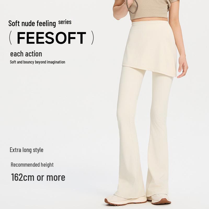

High Waist Micro Flare Yoga Pants: Hip Lifting, Skirt-Split Design, Breathable for Running & Fitness Small