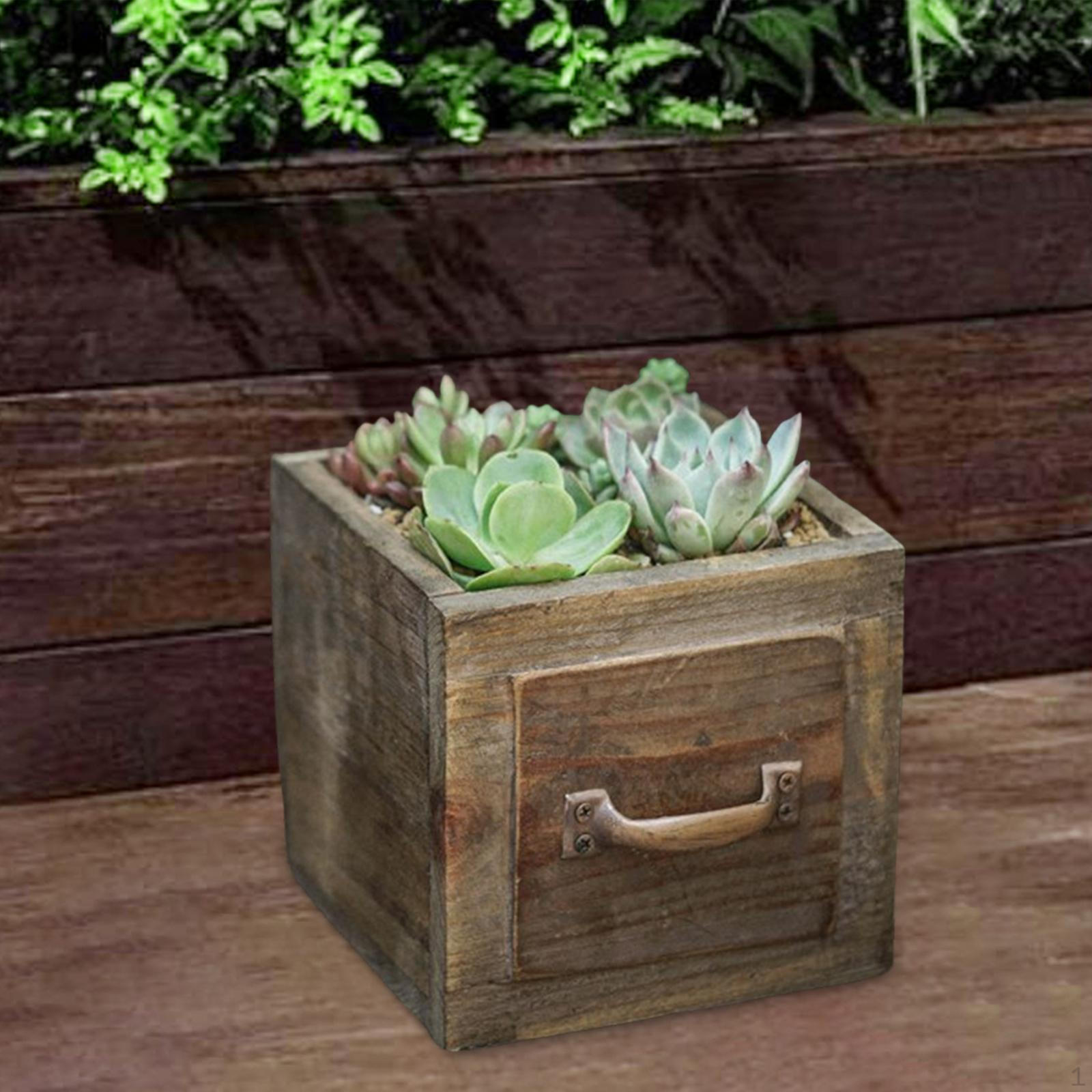 

Деревянный ящик для рассады с цветочным декором, устойчивый, многофункциональный, прочный, прямоугольный для цветов 14x14x13.5cm