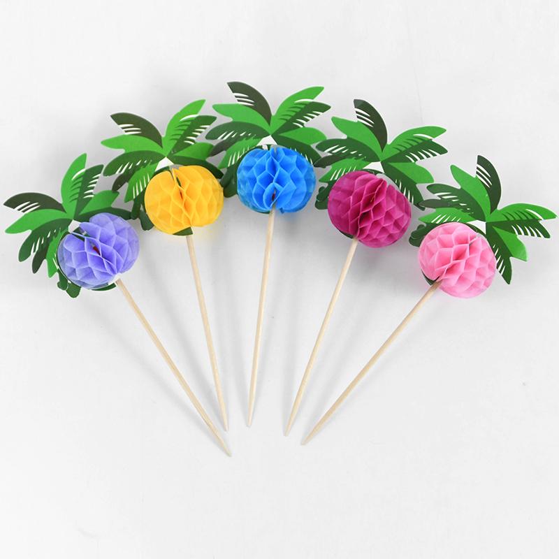 

30/50pcs Hawaiian Luau Cocktail Picks Coconut Palm Tree Food Stick Cupcake Topper Tropical Summer Birthday Party Decor Supplies 30pcs