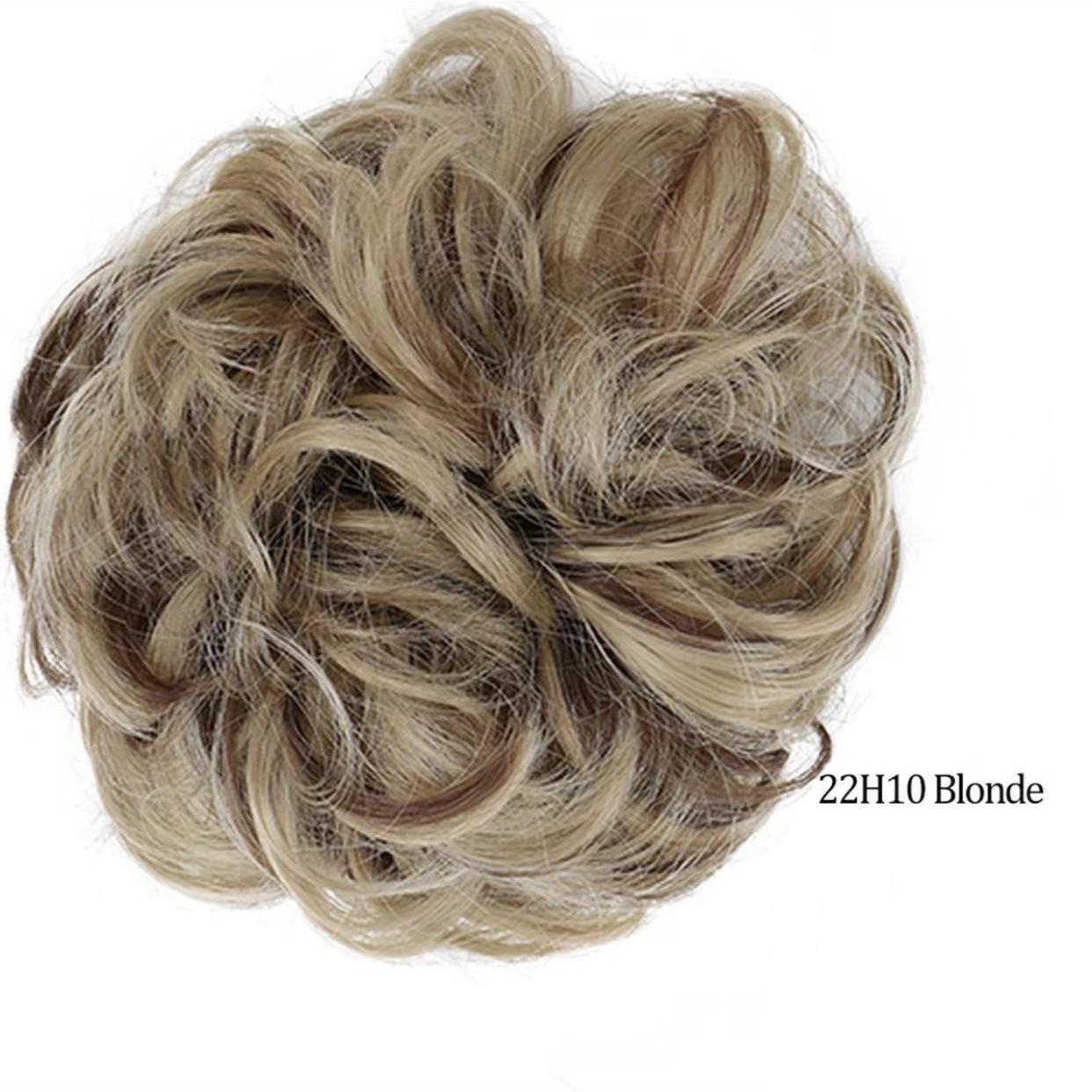

European & American Trendy High-Temp Silk Curly Hair Scrunchie Bun - Fluffy, Natural Elastic Hairpiece