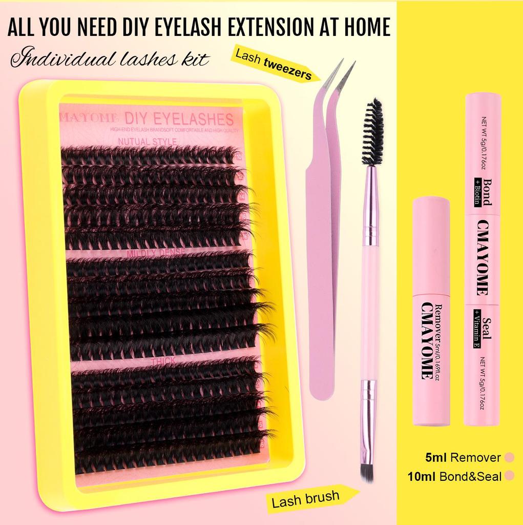 60D-100D 3D False Eyelash Set - DIY Hot Melt Dense Cluster Lashes