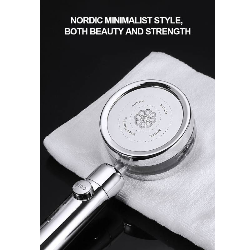 Pressure Turbocharged Flower Fountain Type Shower Head 3 Mode Saving Water with Water-Stopping,2021 Tik Tok Hot Sell