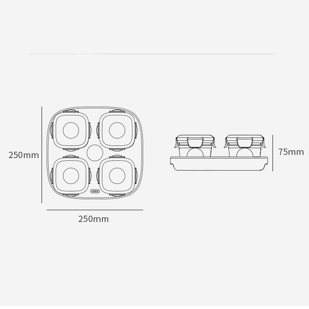 Kalar Baby Food Storage Glass Containers, 4-Piece (Blue)