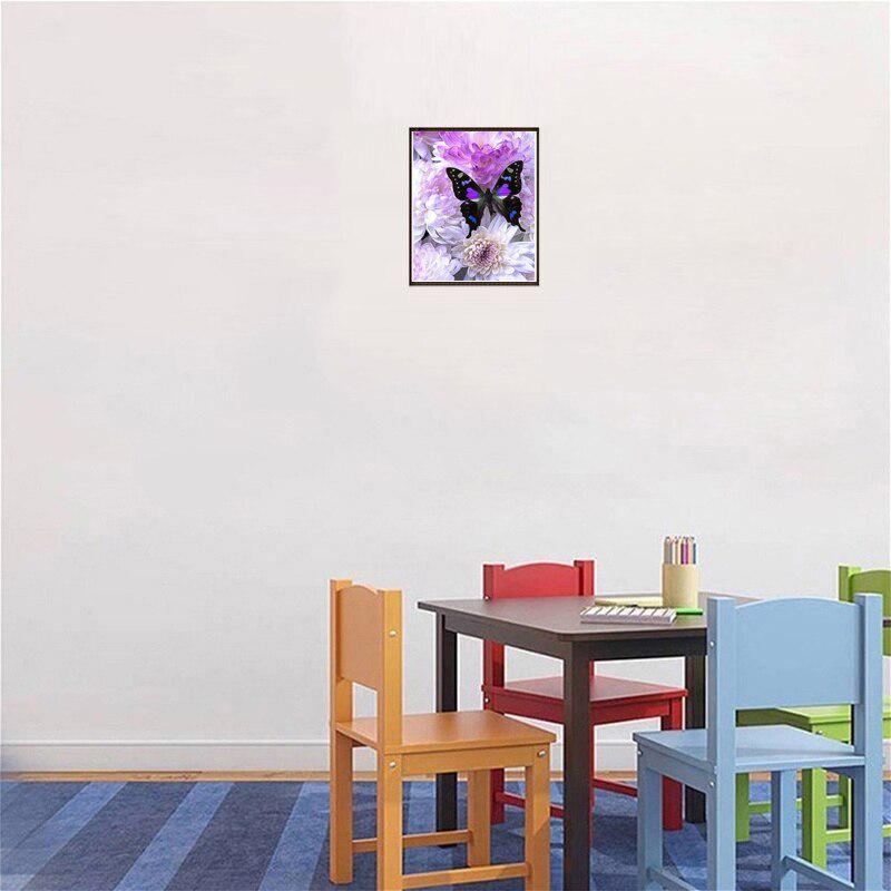 5D diamentowe malowanie kwiat motyl w pełni z okrągłych wierteł mozaika DIY diamentowy haft