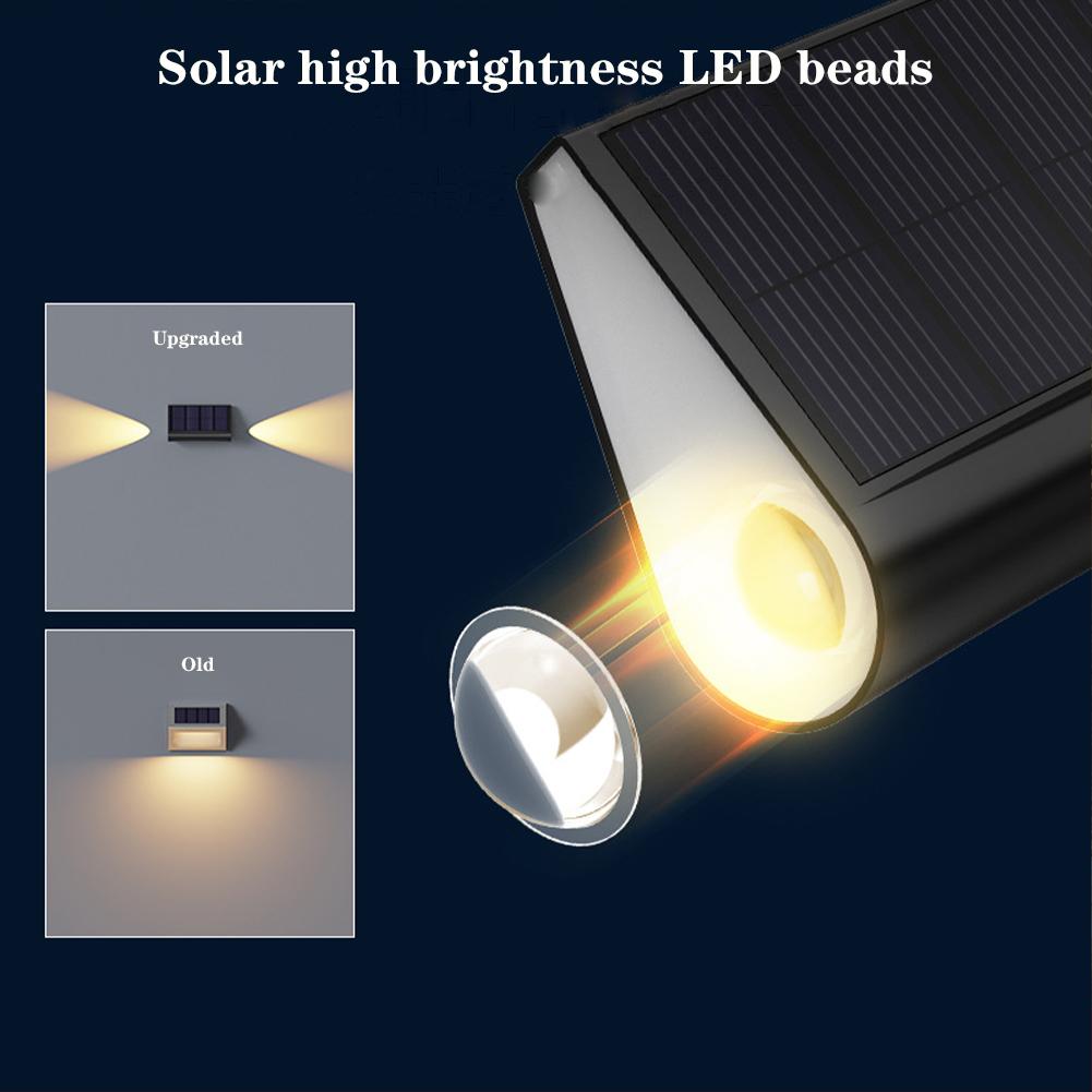 Solar Stair Lights Outdoor 2 Sided Lighting Solar Step Lights Waterproof IP54 Solar Deck Light For Fence Wall Patio Yard Porch