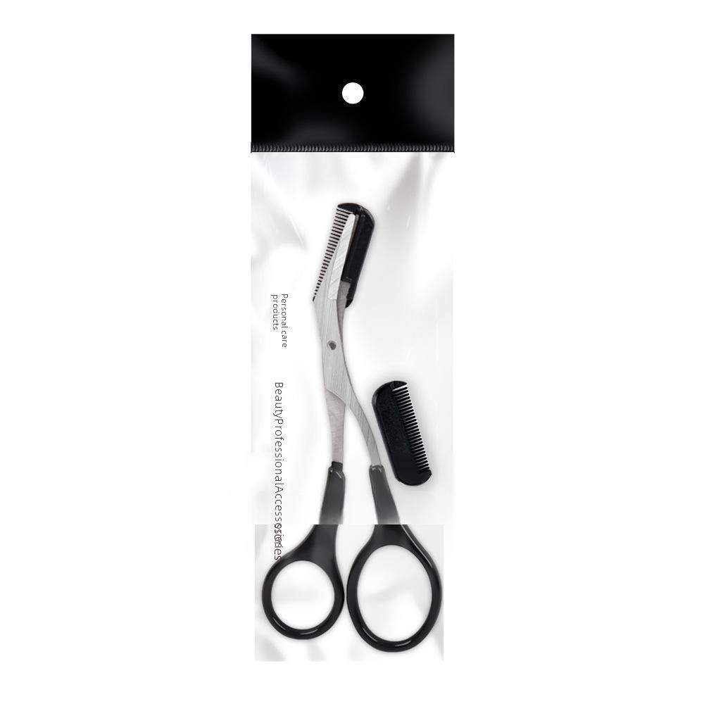 Korean Stainless Steel Eyebrow Trimming Scissors with Comb