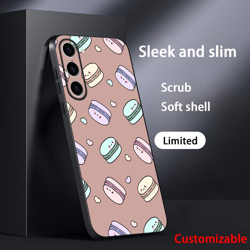 

Macaron Cute pink girl pattern Phone Case For Samsung Galaxy S26 S25 S24 S23 S22 S21 Plus Ultra Note20 Soft Black Galaxy S22 5G