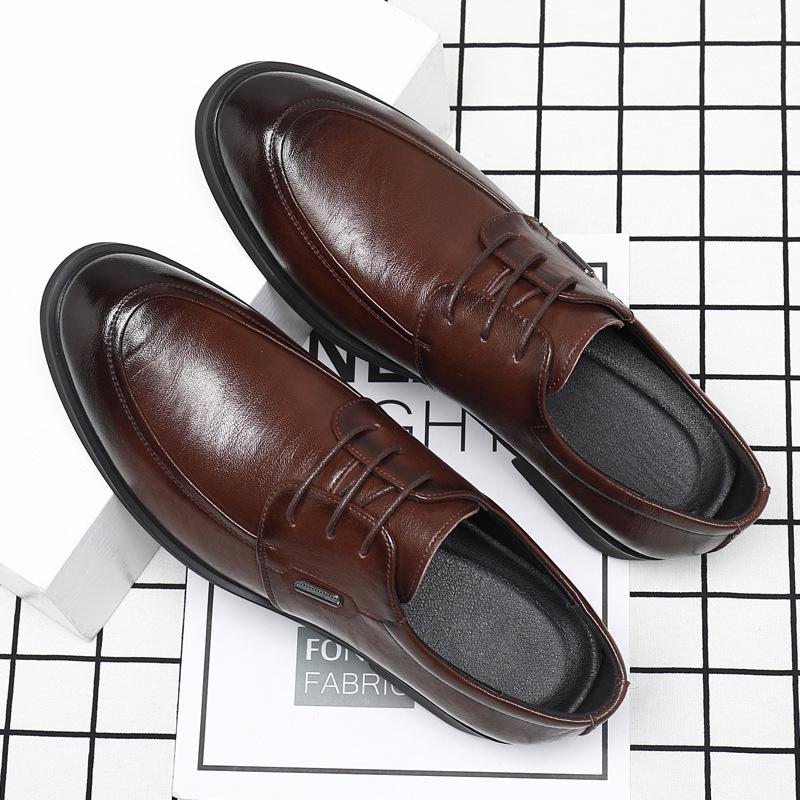 Leather Shoes Men's Style Derby British Style Groom's Wedding Autumn Low Cut Pointed Formal Business Men's Shoes