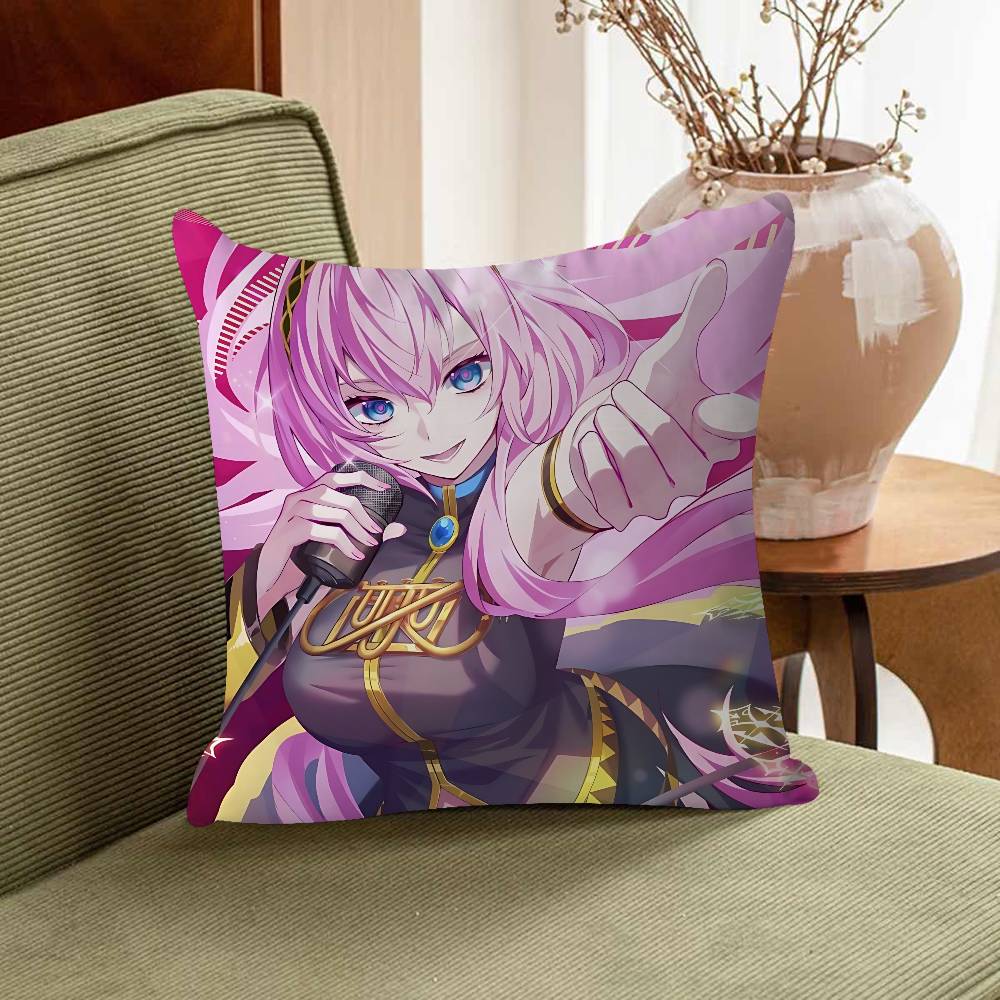 M-Megurine Luka Office Cushion Pillowcase Car Cushion Cover45X45CM Lumbar Pillowcase Sofa Pillowcover