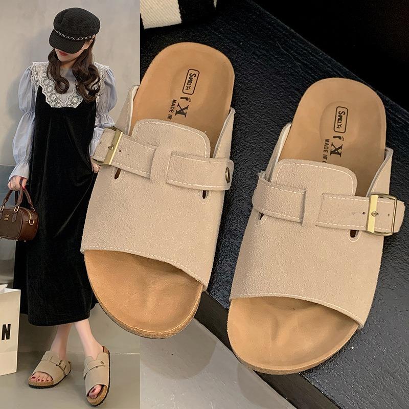 Lazy Boken cool slippers women wear new spring and summer half-drag beach shoes platform one-pedal large size slippers