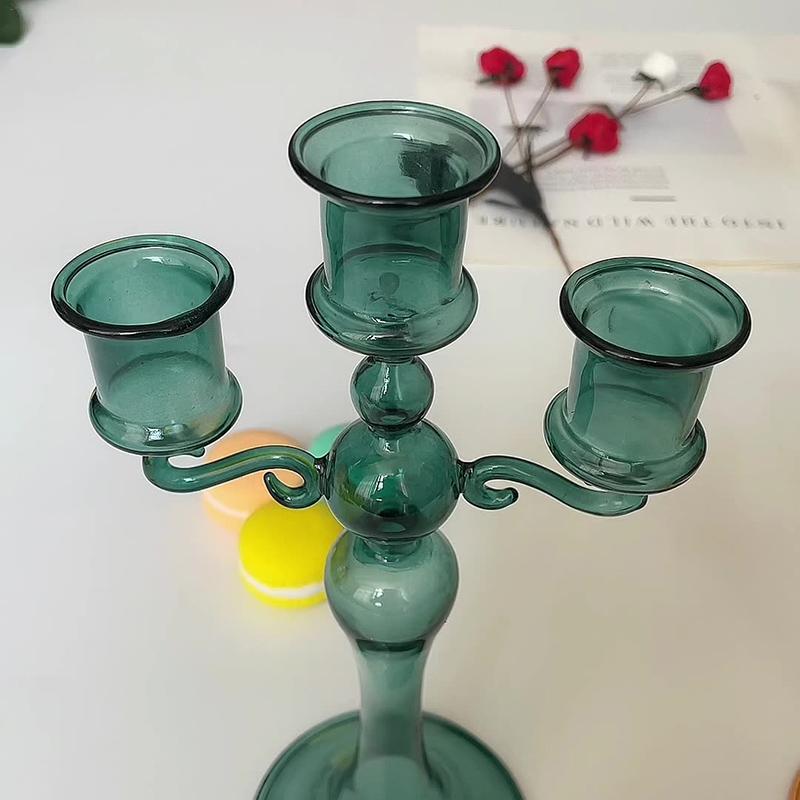 3 Köpfe Dekorative Kerzenhalter Bunte Glas Blumenvase für Heimdekoration Hochzeitsdekoration Tafelaufsätze Kerzenständer