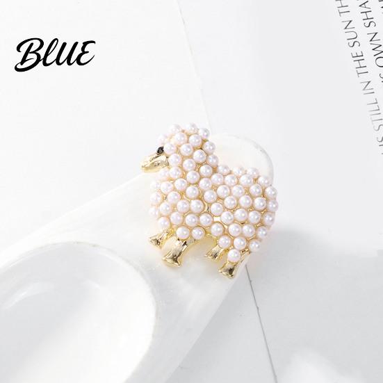 Animal Brooch Zinc Alloy Imitation Pearls Inlaid Fluffy Sheep Design