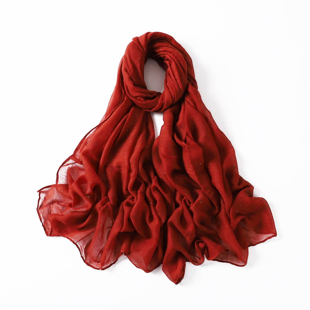 New Summer Shiny Voile Cotton Linen Women Scarf Girls Solid Sunscreen Thin Scarves Soft Foulard Shawl Casual Female Wrap Shawls