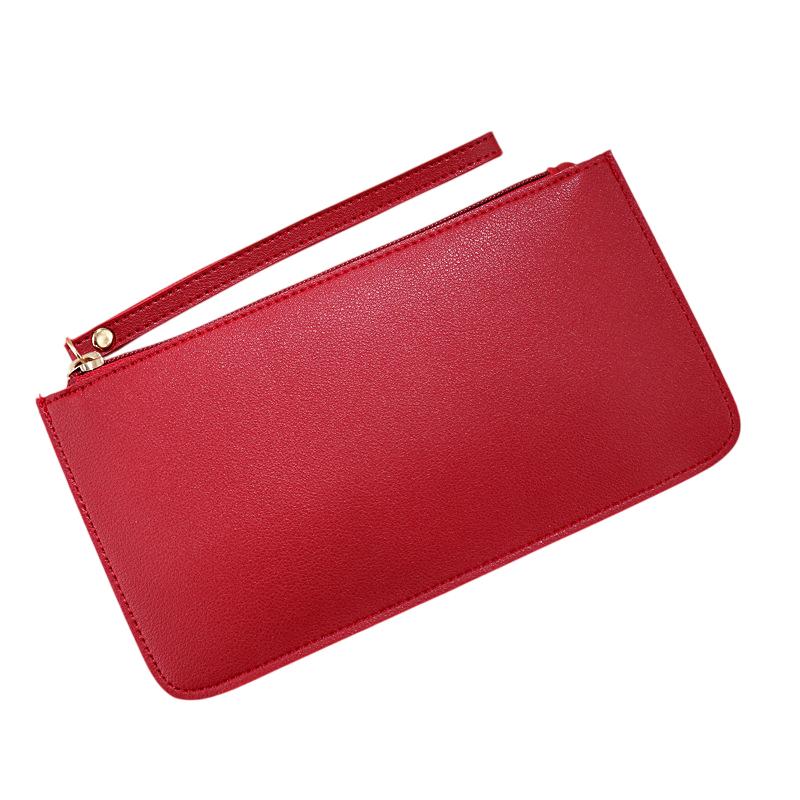 Simple Soft Pu Leather Long Wallets Large Capacity Solid Color Card Holder Coin Purse Women Girls