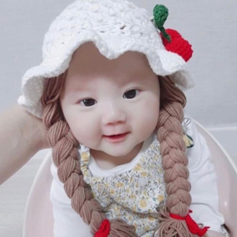 Kids Girl Cap Simulate Braid Ear Protection Hat For 1-6  Y  Baby Infants Toddler