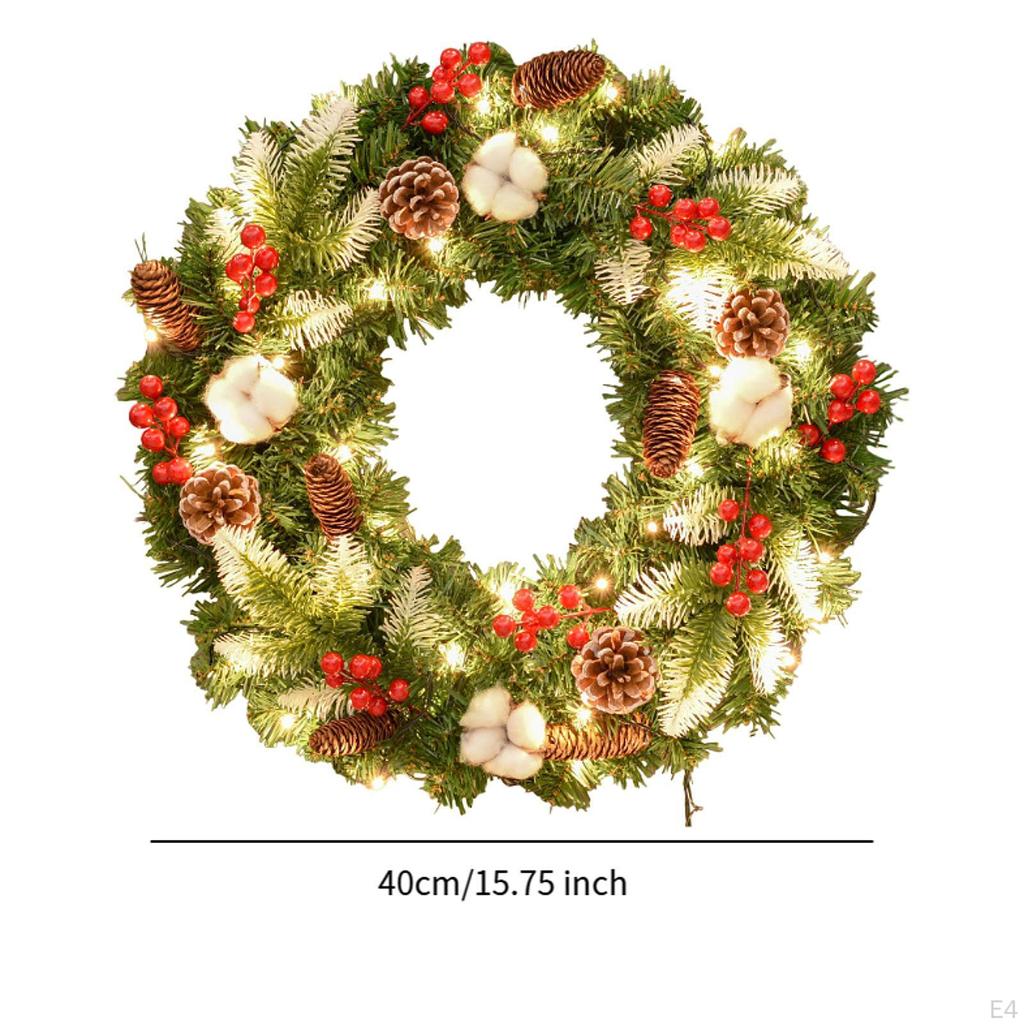 Christmas Wreath with Lights Winter for Front Door Garden Festival