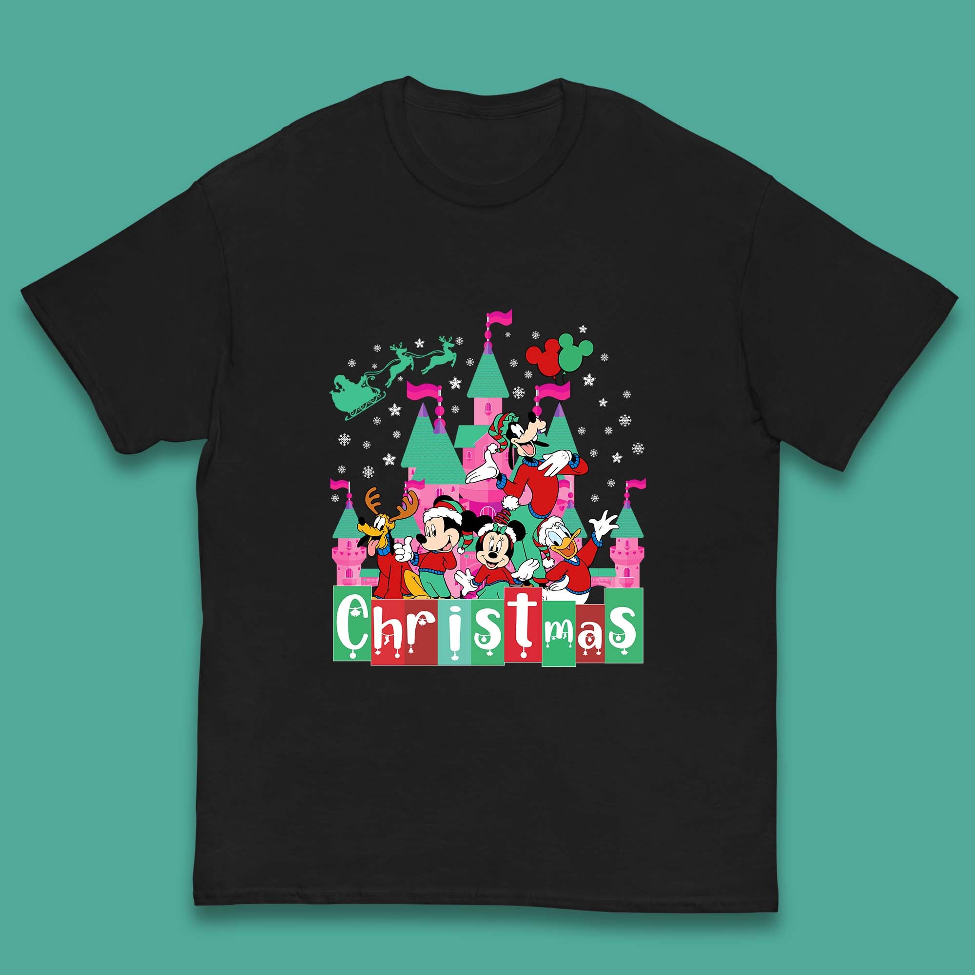 Christmas Disneyland Santa Mickey And Friends Kids T Shirt 100