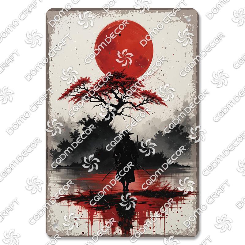 

Retro Japanese Style Poster Metal Tin Signs Kimono Beauties Japanese Samurai Vintage Metal Plate Wall Decor Club Bar Man Cave 20x30cm（7.8x11.8inch）