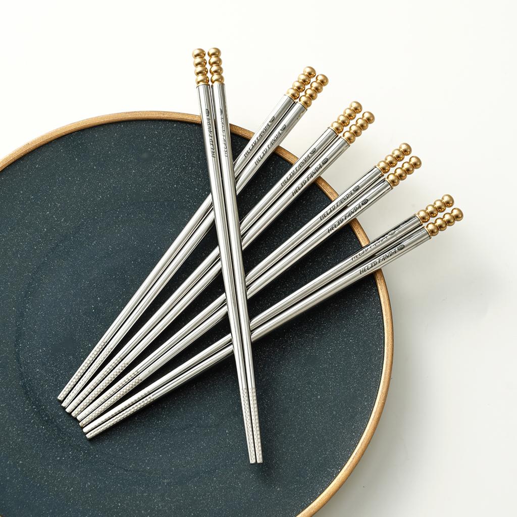 1/5/10 Par Przenośne Pałeczki ze Stali Nierdzewnej 316 Żaroodporne Chińskie Pałeczki Wielokrotnego Użytku Antypoślizgowe Pałeczki do Sushi