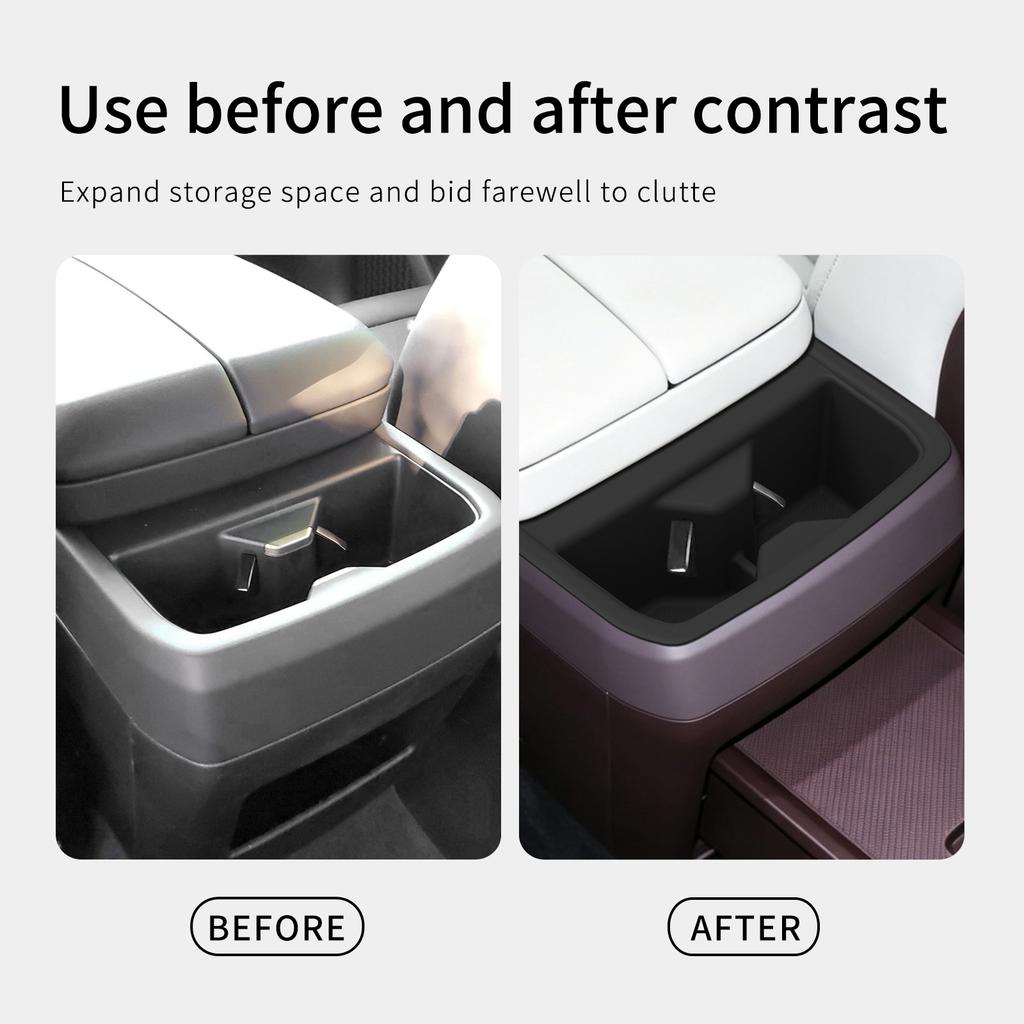for Kia Telluride 2027 Center Console Water Cup Holder Drinks Storage Box Silicone Tray Car Interior Accessories Black
