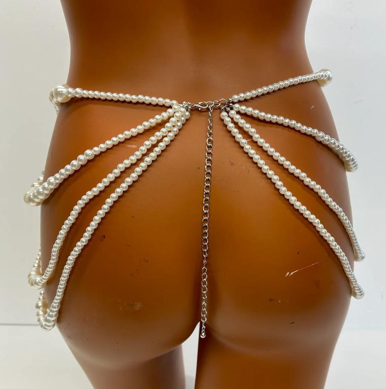 New Waist Chain Pure Desire Sexy Accessories, Body Chain Imitation Pearl Hollow Multi-layer Fringed Waist Chain