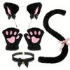 Katzen Verkleidungszubehör, einschließlich Halskette Katzenohr Haarreif, Schwanz und Handschuh