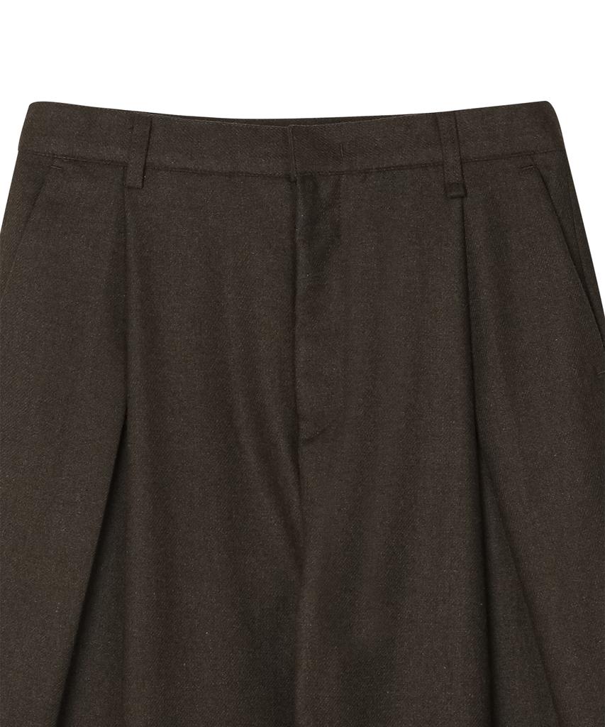 NOISE Wool Flannel Slit Wide Slacks - Brown