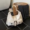 Retro multi-pocket women's bag large-capacity casual commuter bag women's fashion plaid double shoulder shoulder bag