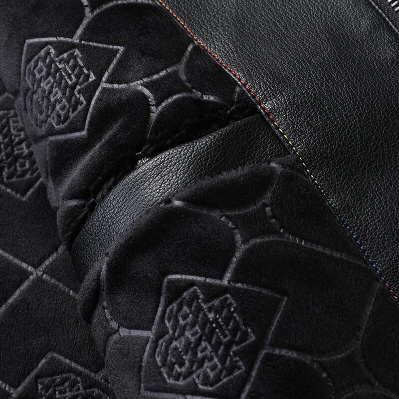 Men's Plus Size Fleece-Lined Stand Collar PU Leather Jacket