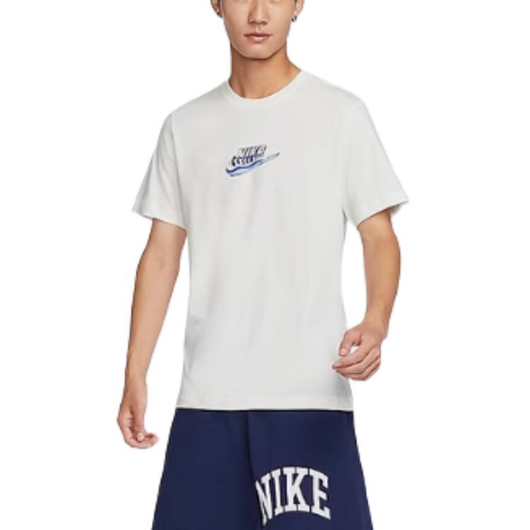 Nike T Shirts Men's Sail White Crew Neck Moderate FZ5398-133