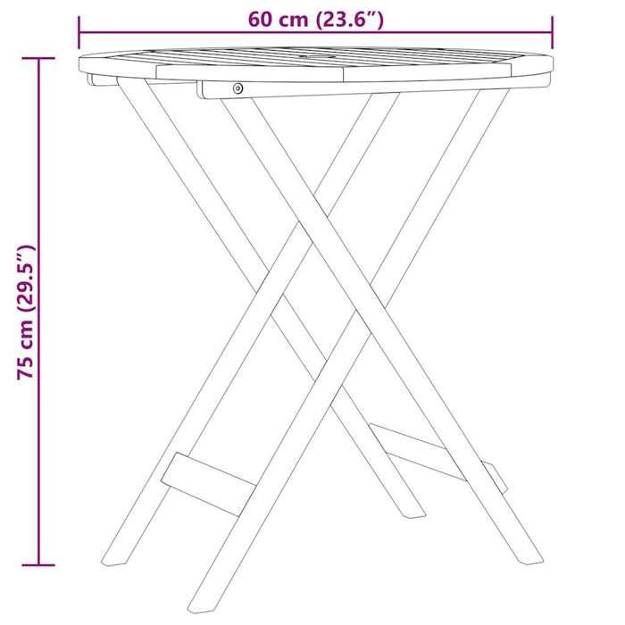 VidaXL Table de jardin pliable Ø60x75 cm Bois d'eucalyptus solide