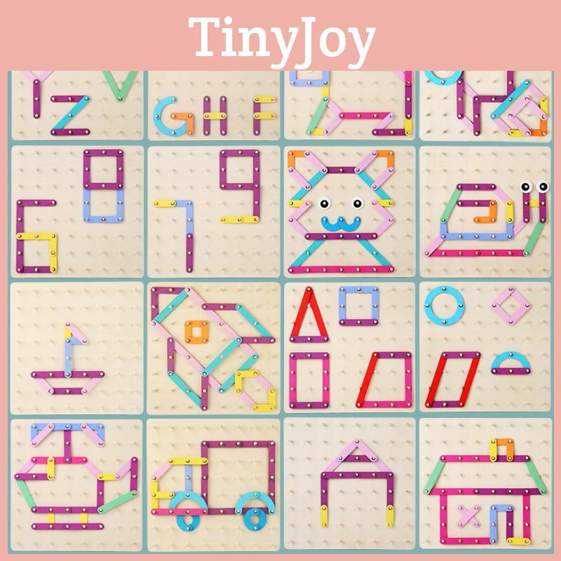 Creative Geometry Wooden Shapes Diy Puzzle Board Drawing Children Puzzle Toy