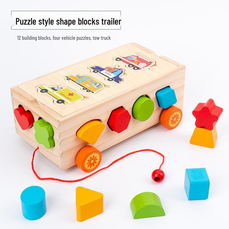 

Деревянная развивающая игрушка-машинка: Блоки для сопоставления фруктов, чисел и форм 24.5*15.6*9.4 cm