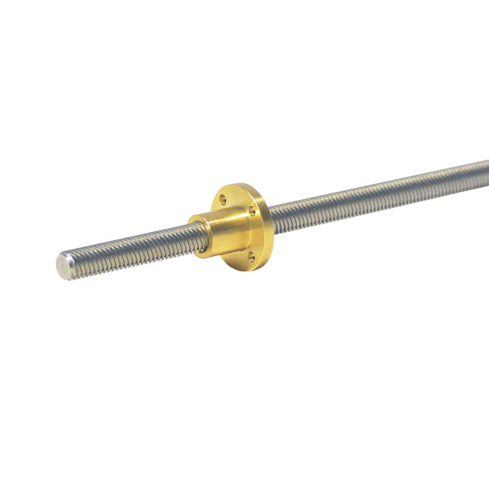 304 Stainless Steel CNC Link T12 Trapezoidal Lead Screw and Nut, 2mm Pitch, 14mm Lead