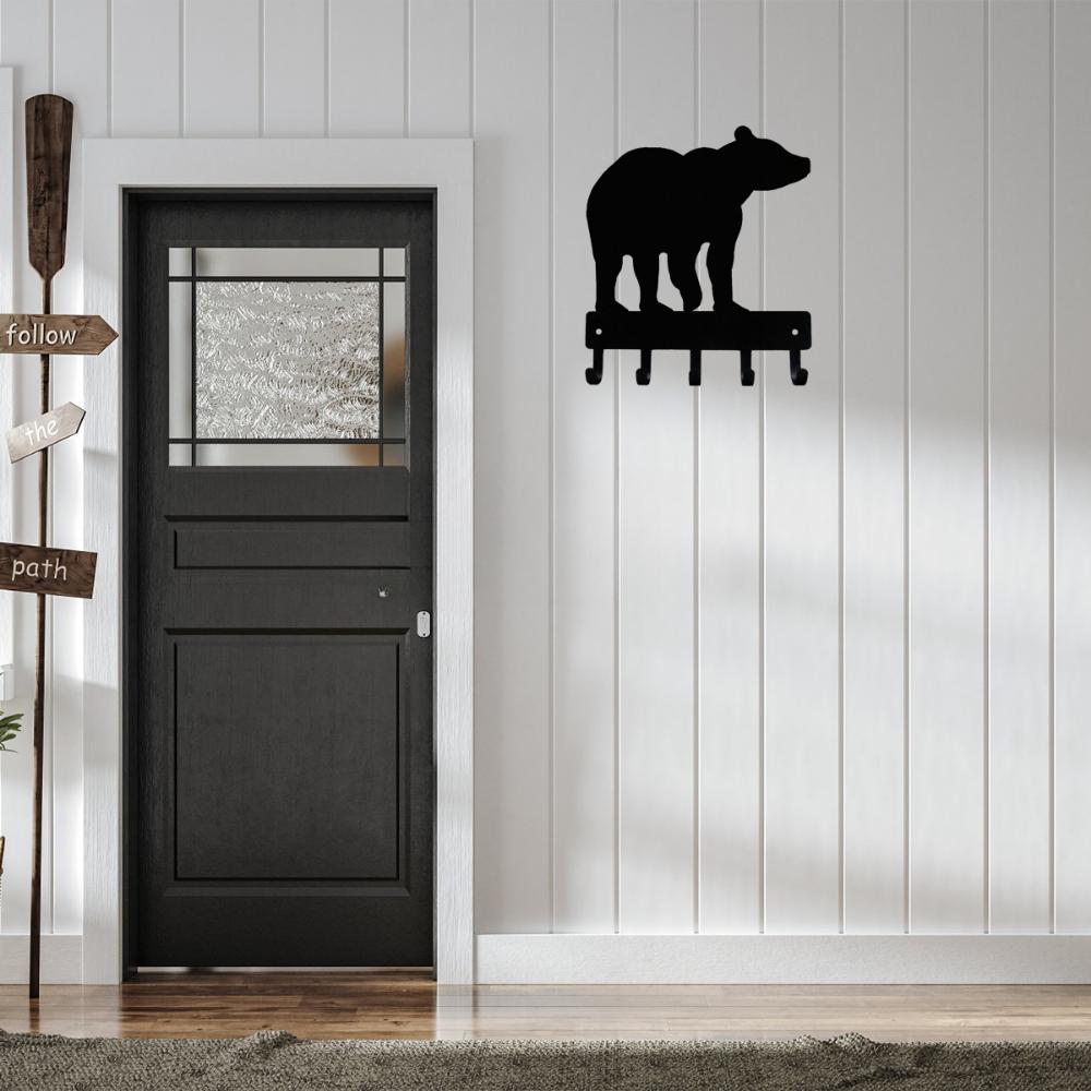 Bear #01 Key Rack Hanger - 6 Inch Wide Metal Wall Art Metal Wall Art Bear Key Hanger Six Inch One