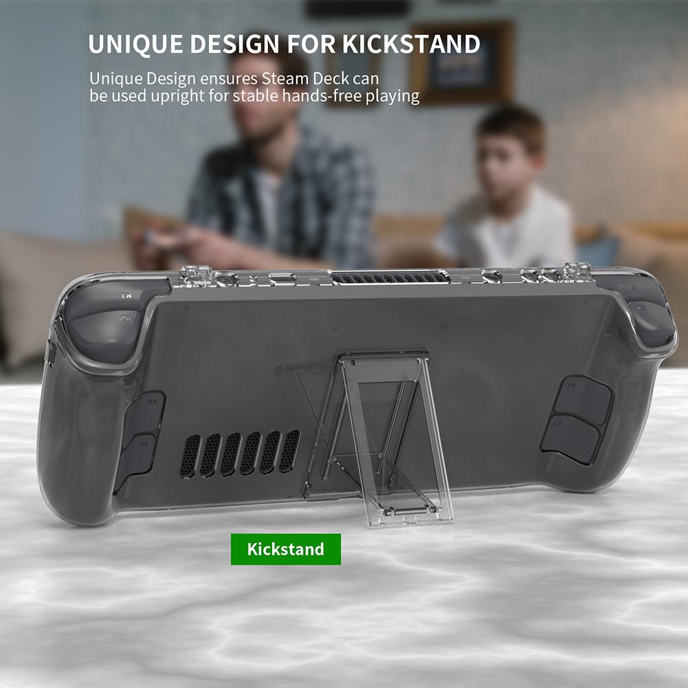 Anti Slip PC Shell Back Case Fit Game Console Cover Accessory for Steam Deck Crystal Clear Game Console Cover