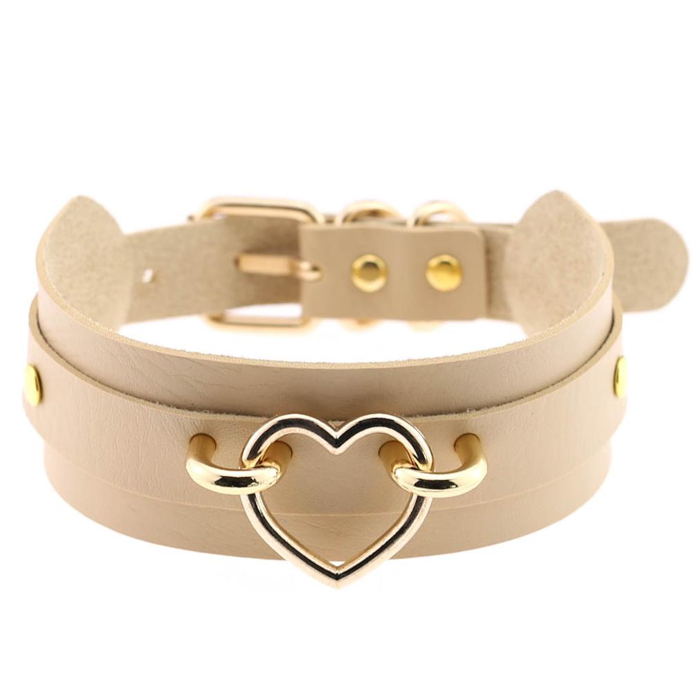 Black Leather Choker Necklace For Women Love Heart Collar Chocker Goth Halloween  Fashion Jewelry