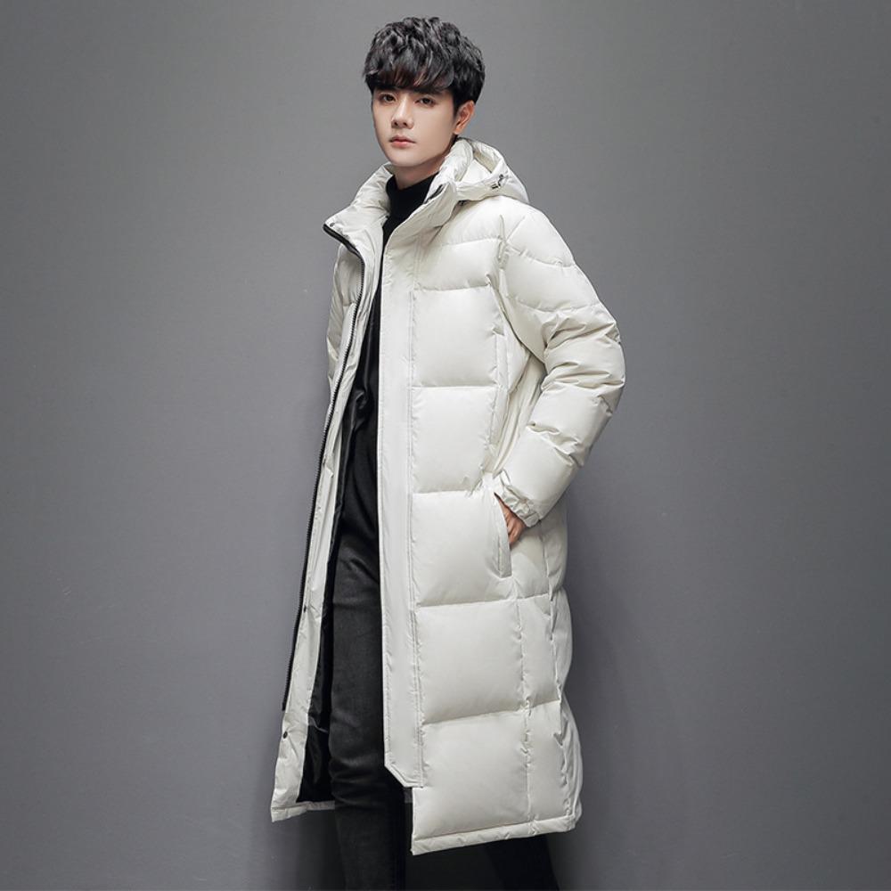 

Winter Korean version couple down jacket casual long hooded S белый