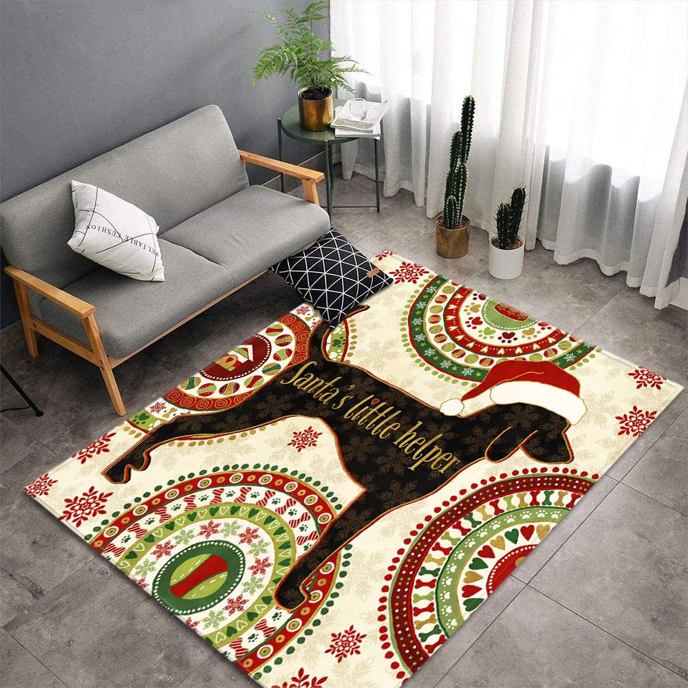Christmas Tree Living Room Area Rug Xmas Gift Carpet Kids Play Bedroom Rug Santa Claus Print Home Decor Doormat Kitchen Floormat