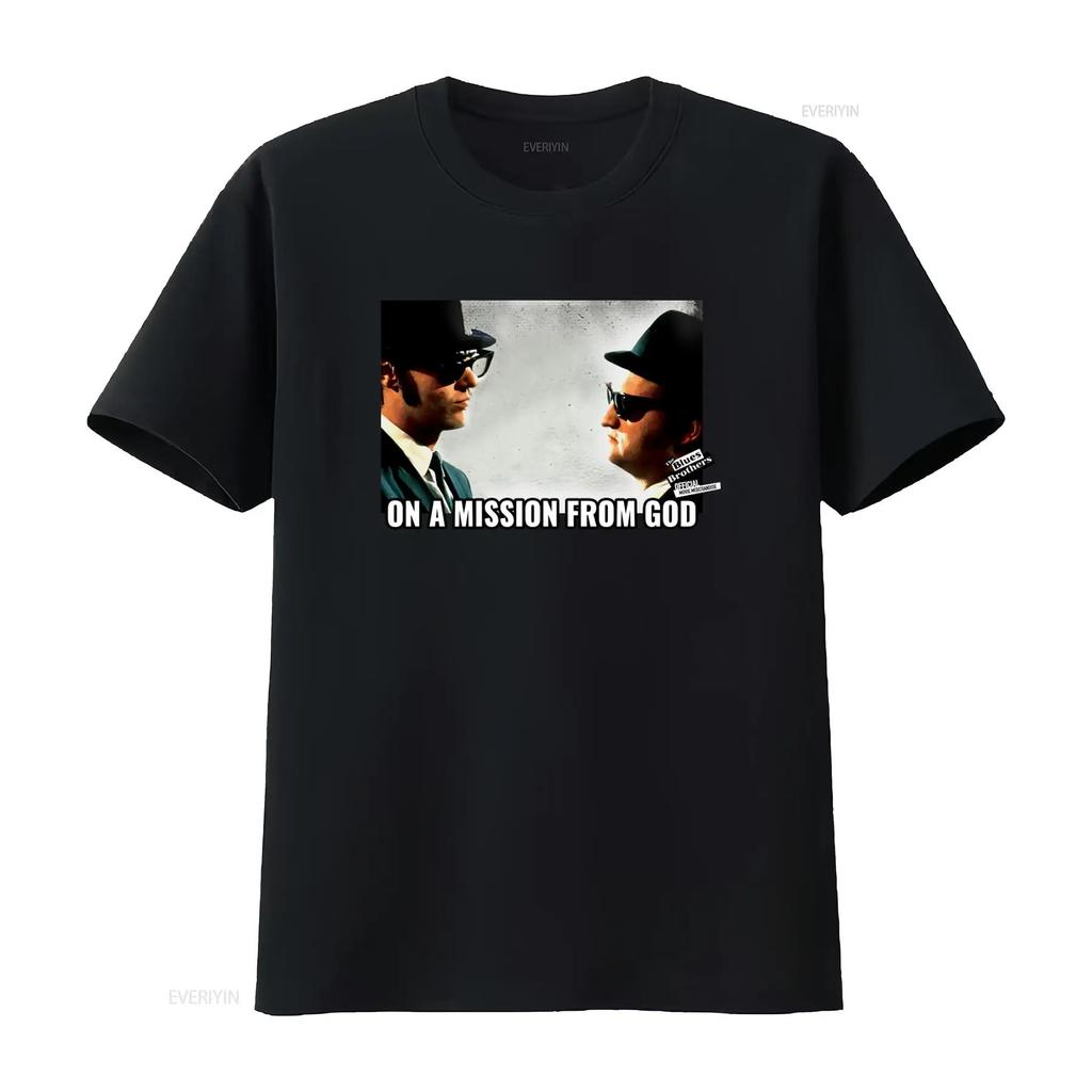 Retro Blues Brothers On A Mission From God T Shirt for Men and Comfortable Vintage Washed Versa