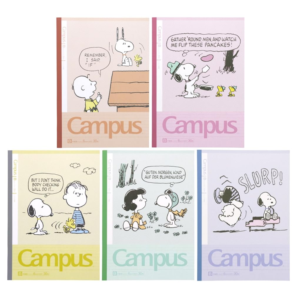 Sunstar Stationery Snoopy Campus Notebook Dot B Ruled Snoopy S2691612 5-Pack