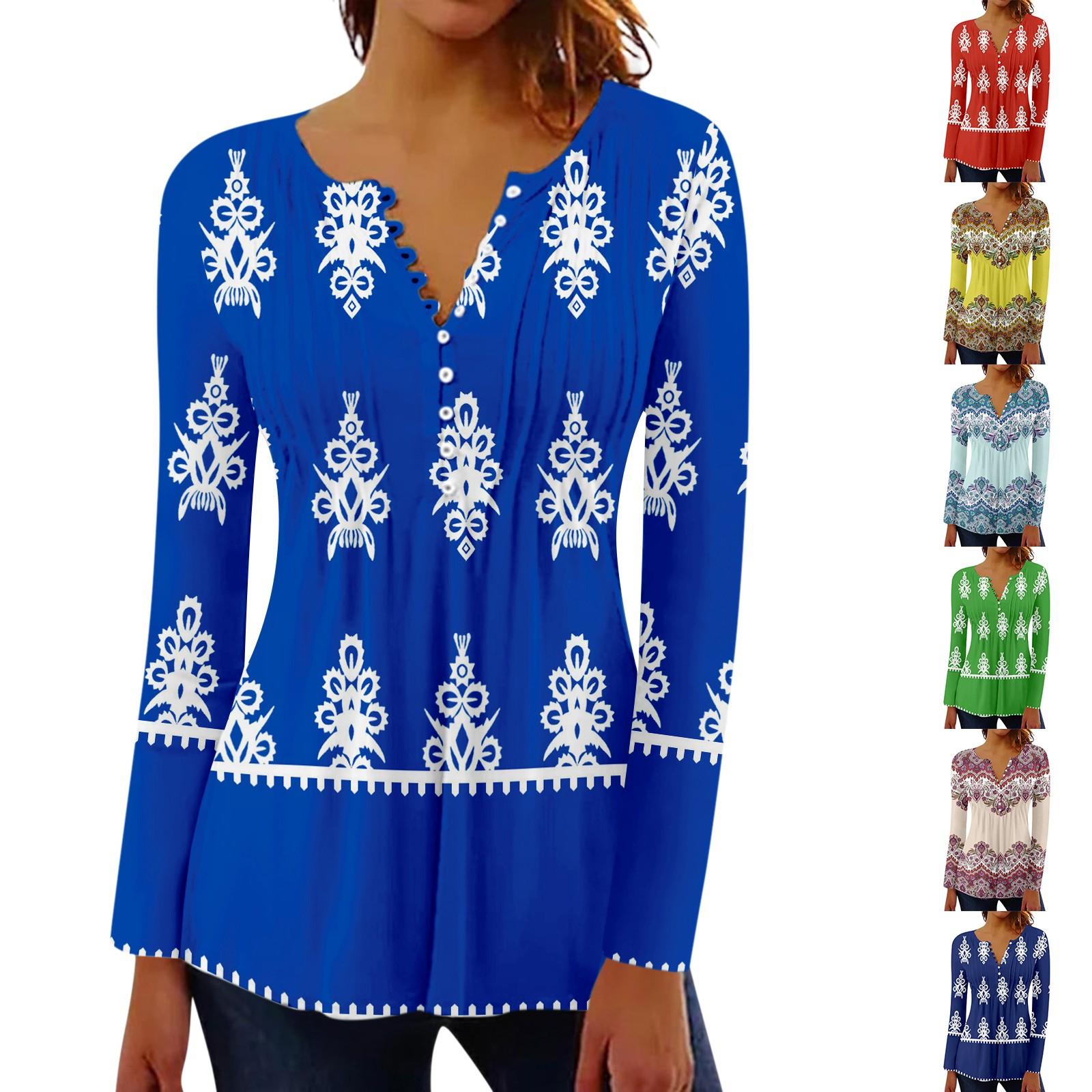 

Women s Pleated Button Retro Floral Print Top XXL бежевий