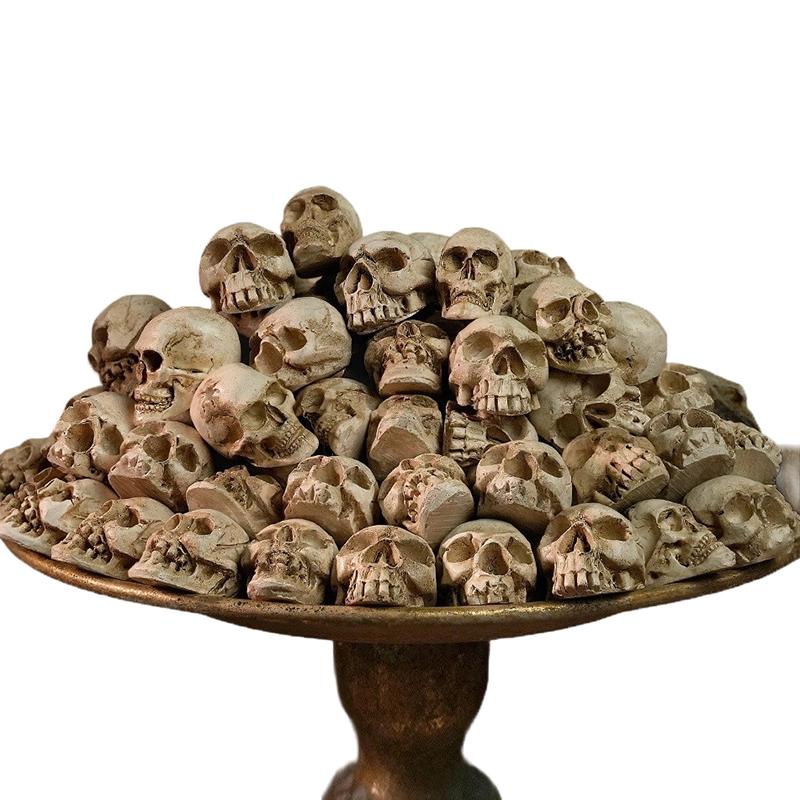 20Pcs Gothic Skull Sculptures Collectable Halloween Decoration Skeleton Ornament Landscape Garden Potted Party Table Decor