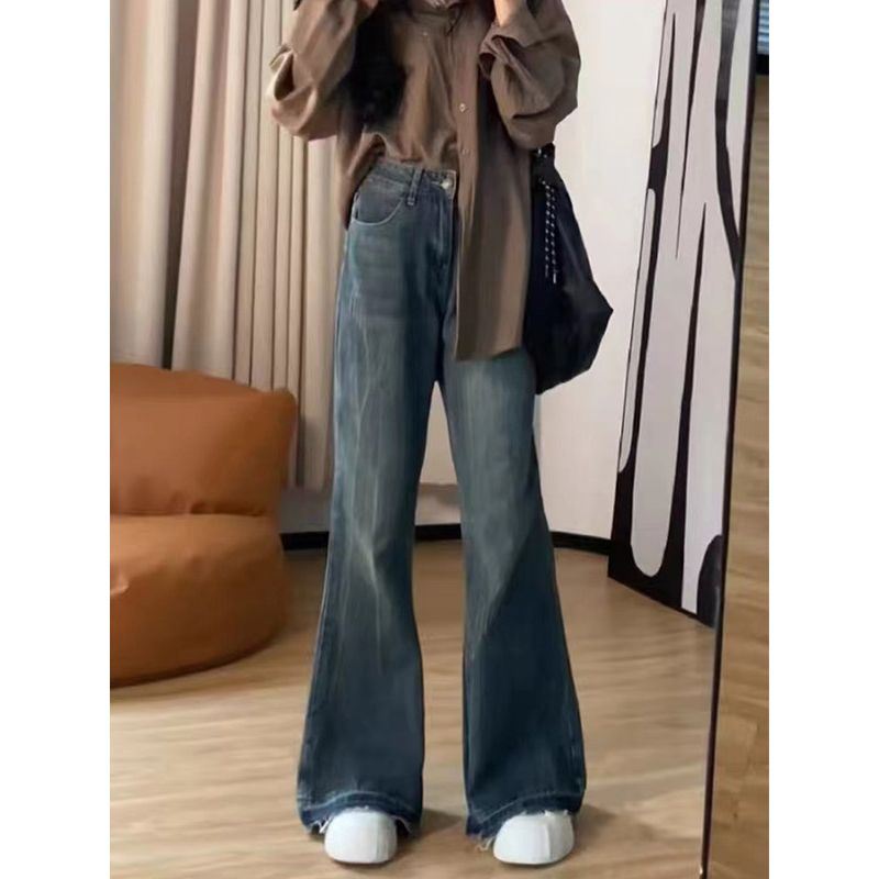 Loose-Fitting Flared Jeans for Women, Spring New Style, Plus Size, Flattering, High-Waisted, Wide-Leg Bell-Bottom Pants
