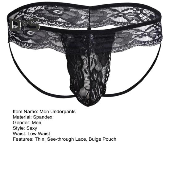Pánské spodky vyhloubená krajka Tenké Jockstraps s nízkým pasem Váček Pánské kalhotky Gay Muži Noční klub Výkon Mužské kalhotky do ložnice Svatba Líbánky