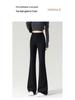 Women’s Winter 2026 High-Waist Micro-Flared Black Pants with Velvet Lining